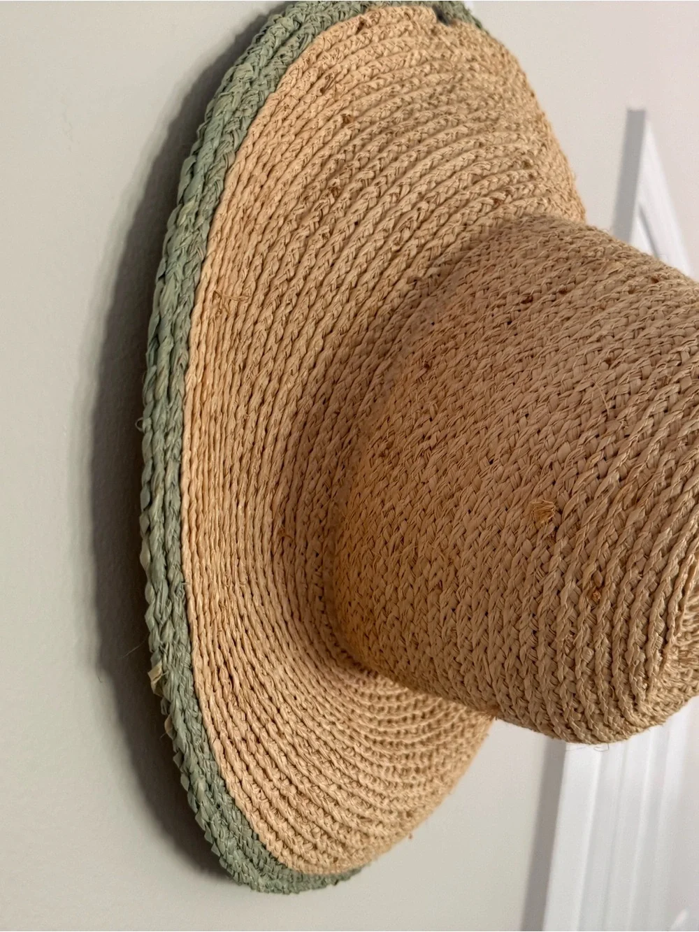 VIDA Natural Straw Hat with Sage Trim